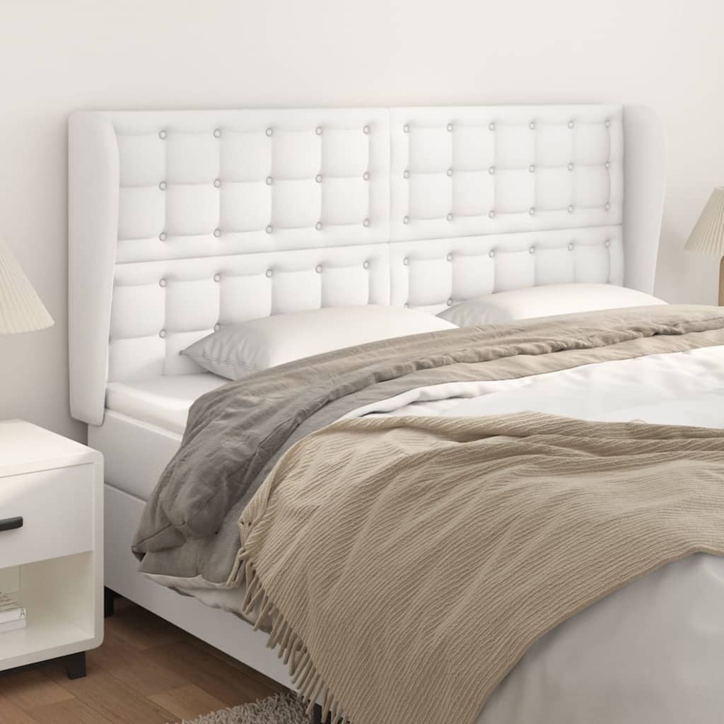 Tête de lit avec oreilles Blanc 203x23x118/128 cm Similicuir - XIOS
