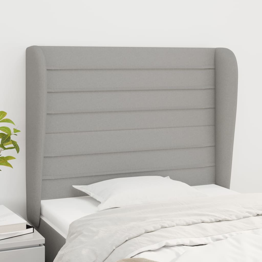 Tête de lit avec oreilles Gris clair 103x23x118/128 cm Tissu - XIOS