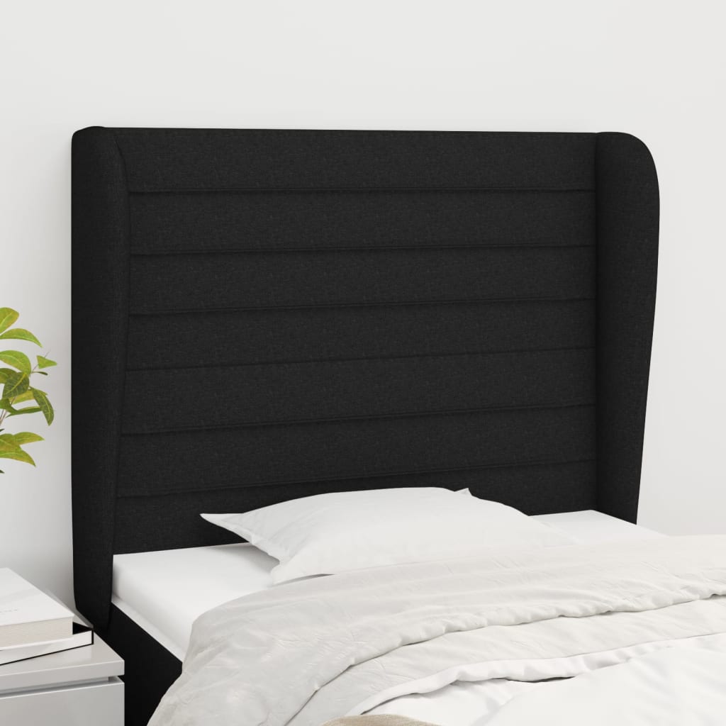 Tête de lit avec oreilles Noir 103x23x118/128 cm Tissu - XIOS