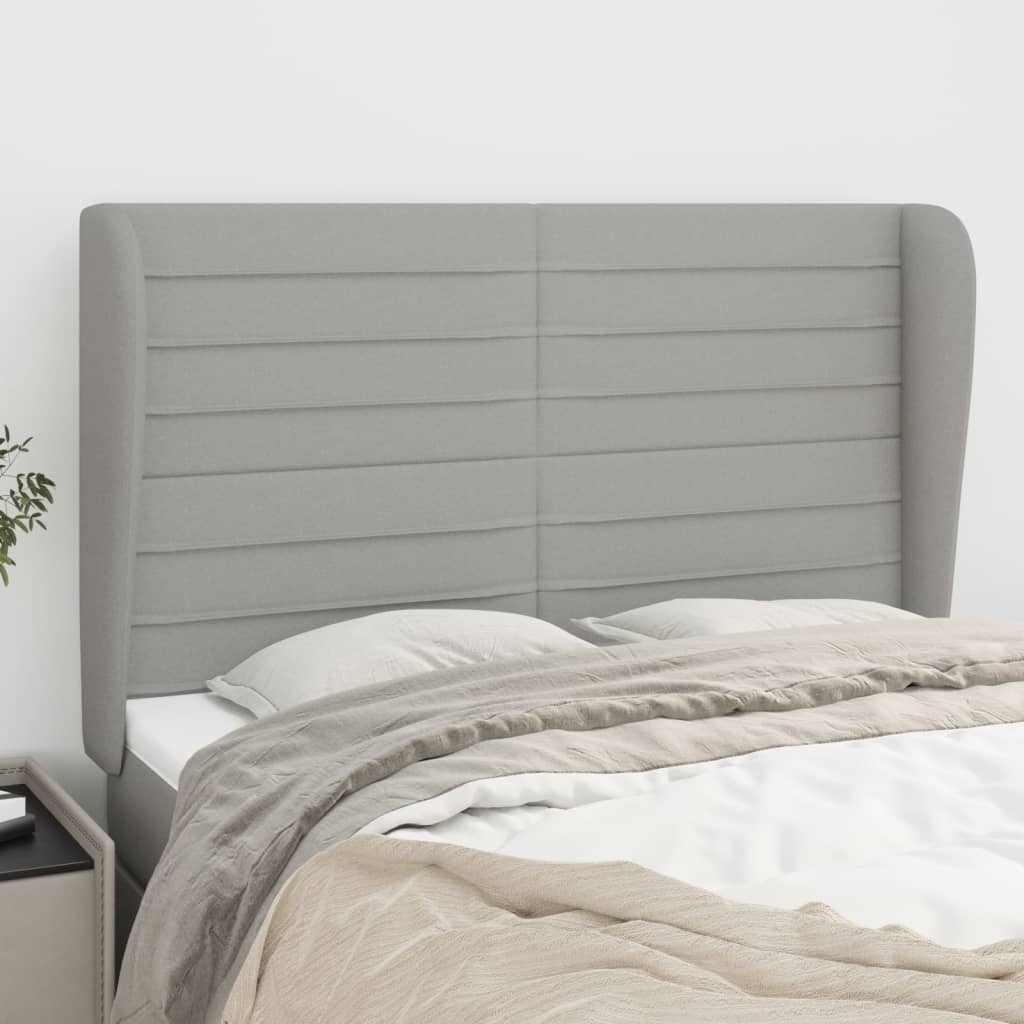 Tête de lit avec oreilles Gris clair 147x23x118/128 cm Tissu - XIOS