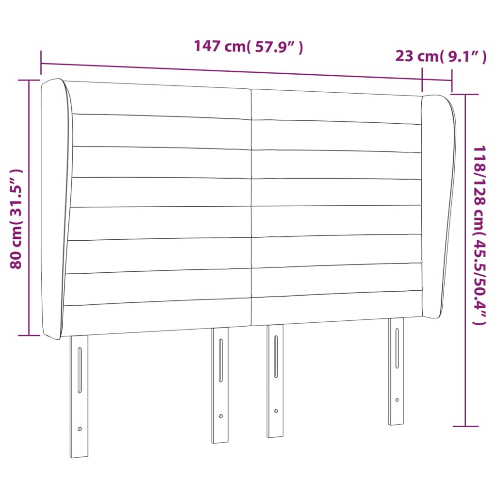 Tête de lit avec oreilles Taupe 147x23x118/128 cm Tissu - XIOS