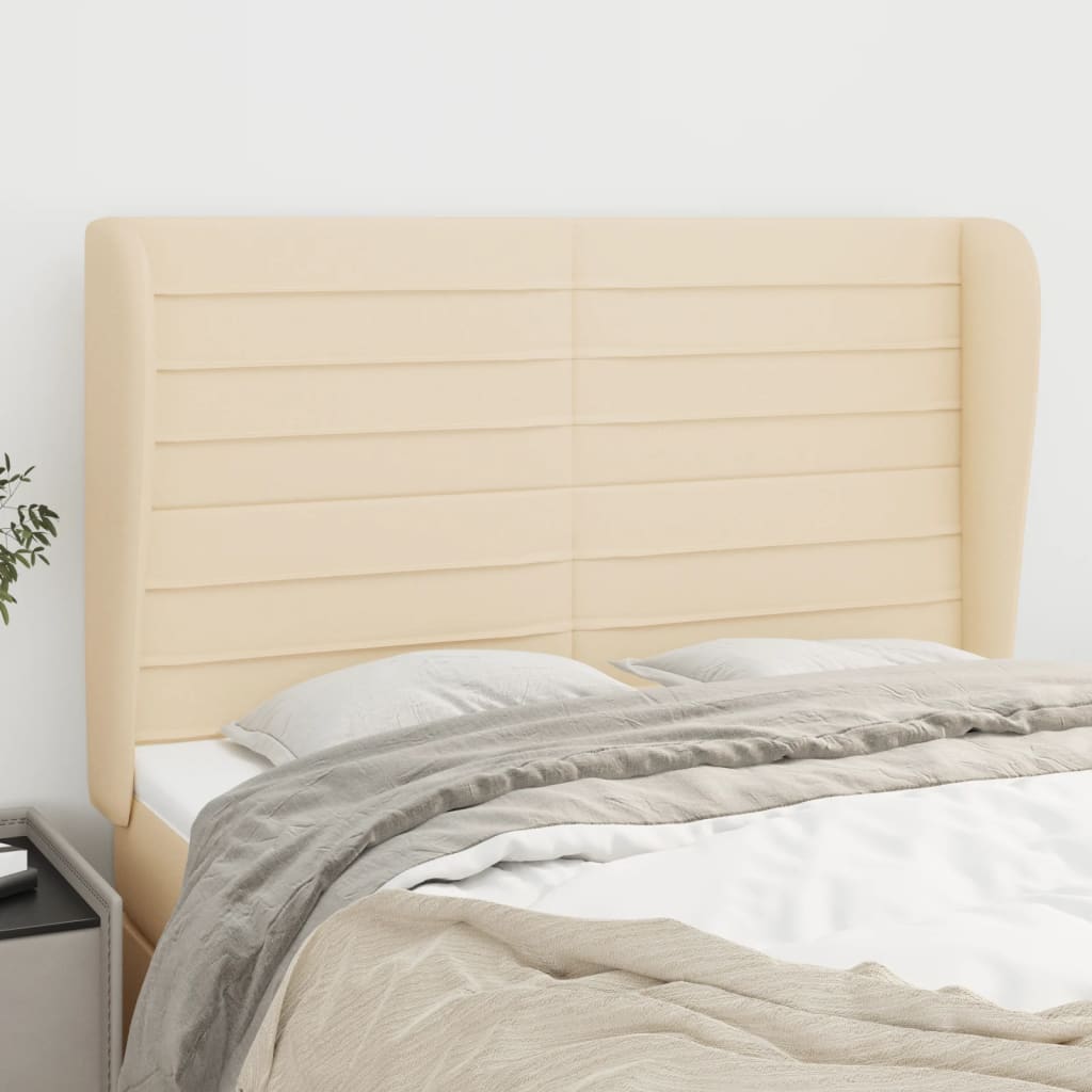 Tête de lit avec oreilles Crème 147x23x118/128 cm Tissu - XIOS