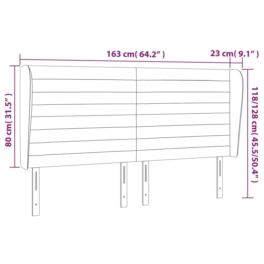 Tête de lit avec oreilles Marron foncé 163x23x118/128 cm Tissu - XIOS