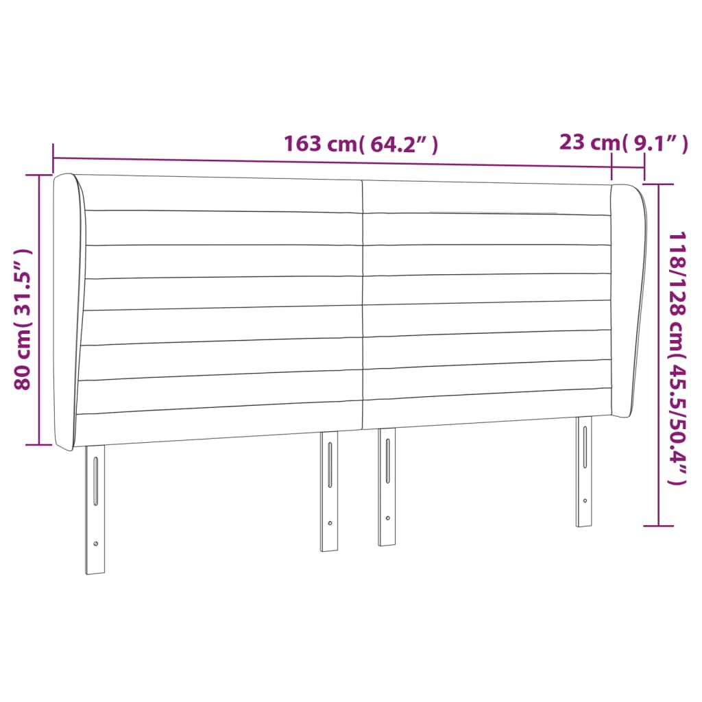 Tête de lit avec oreilles Crème 163x23x118/128 cm Tissu - XIOS
