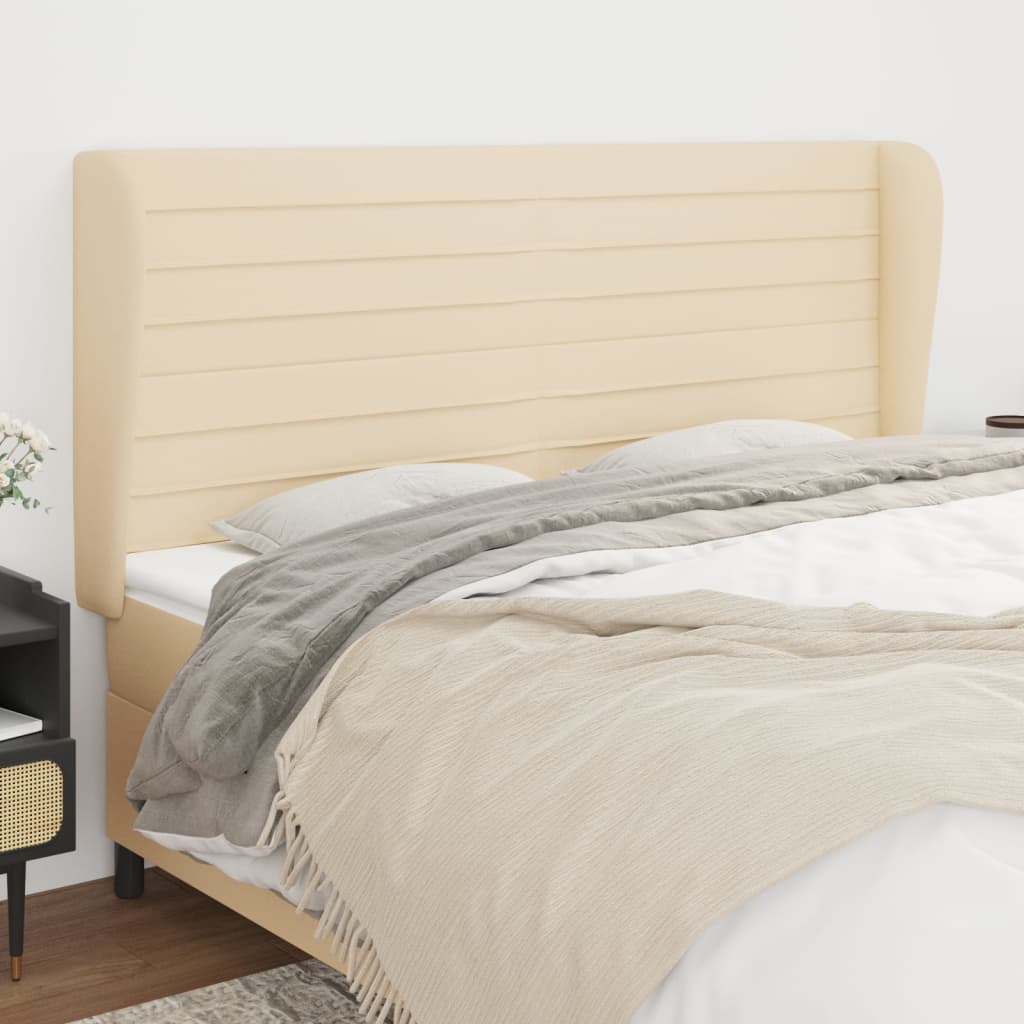 Tête de lit avec oreilles Crème 163x23x118/128 cm Tissu - XIOS