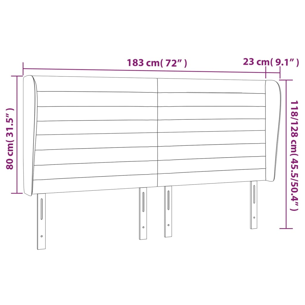 Tête de lit avec oreilles Taupe 183x23x118/128 cm Tissu - XIOS