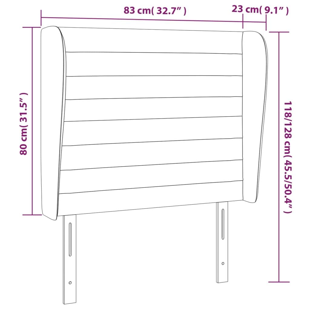 Tête de lit avec oreilles Noir 83x23x118/128 cm Velours - XIOS
