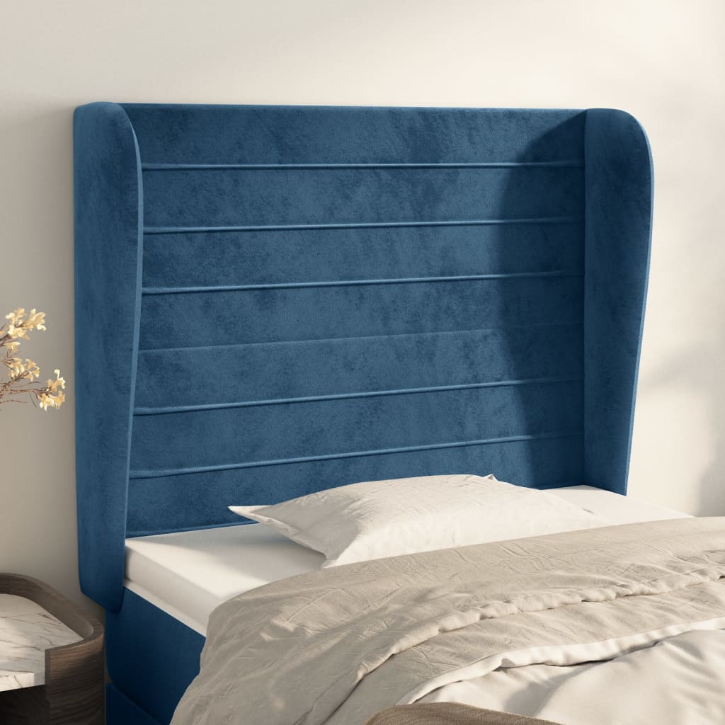Tête de lit avec oreilles Bleu foncé 93x23x118/128 cm Velours - XIOS