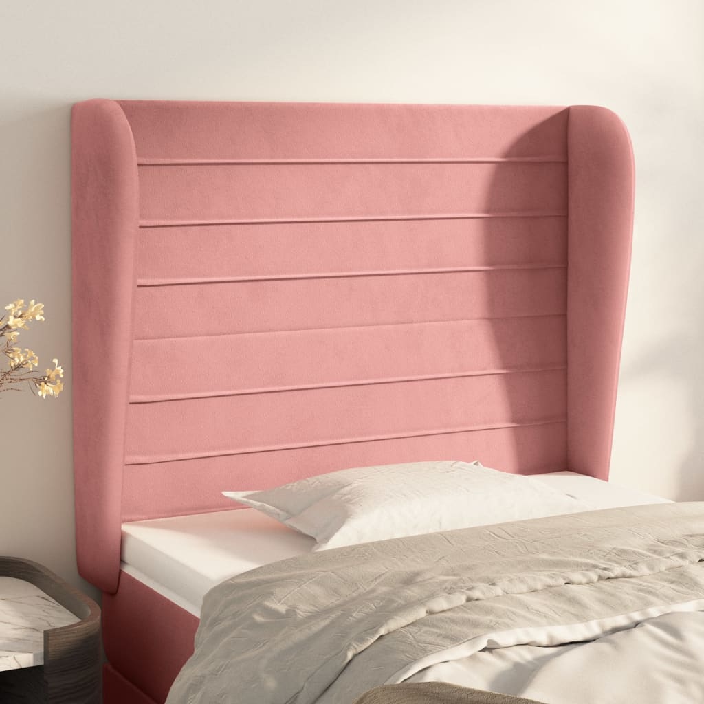 Tête de lit avec oreilles Rose 93x23x118/128 cm Velours - XIOS