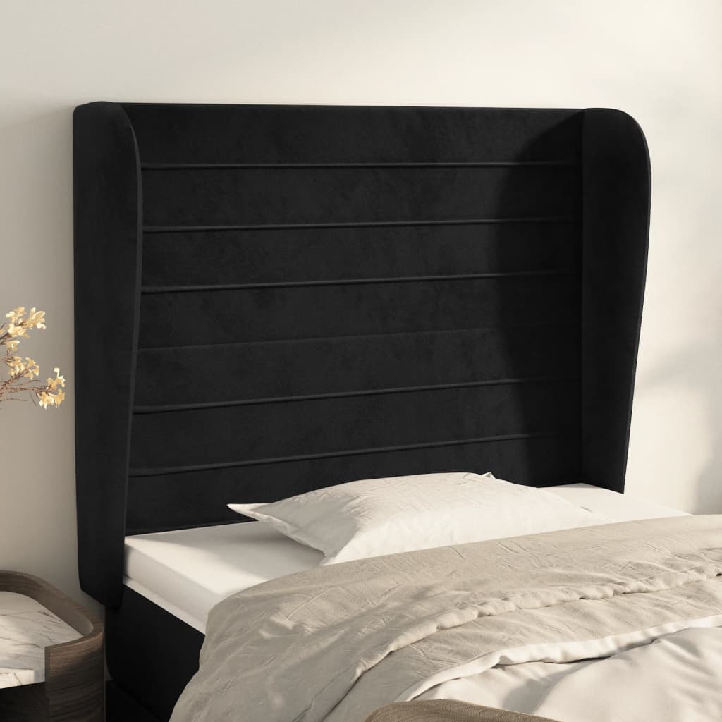 Tête de lit avec oreilles Noir 103x23x118/128 cm Velours - XIOS