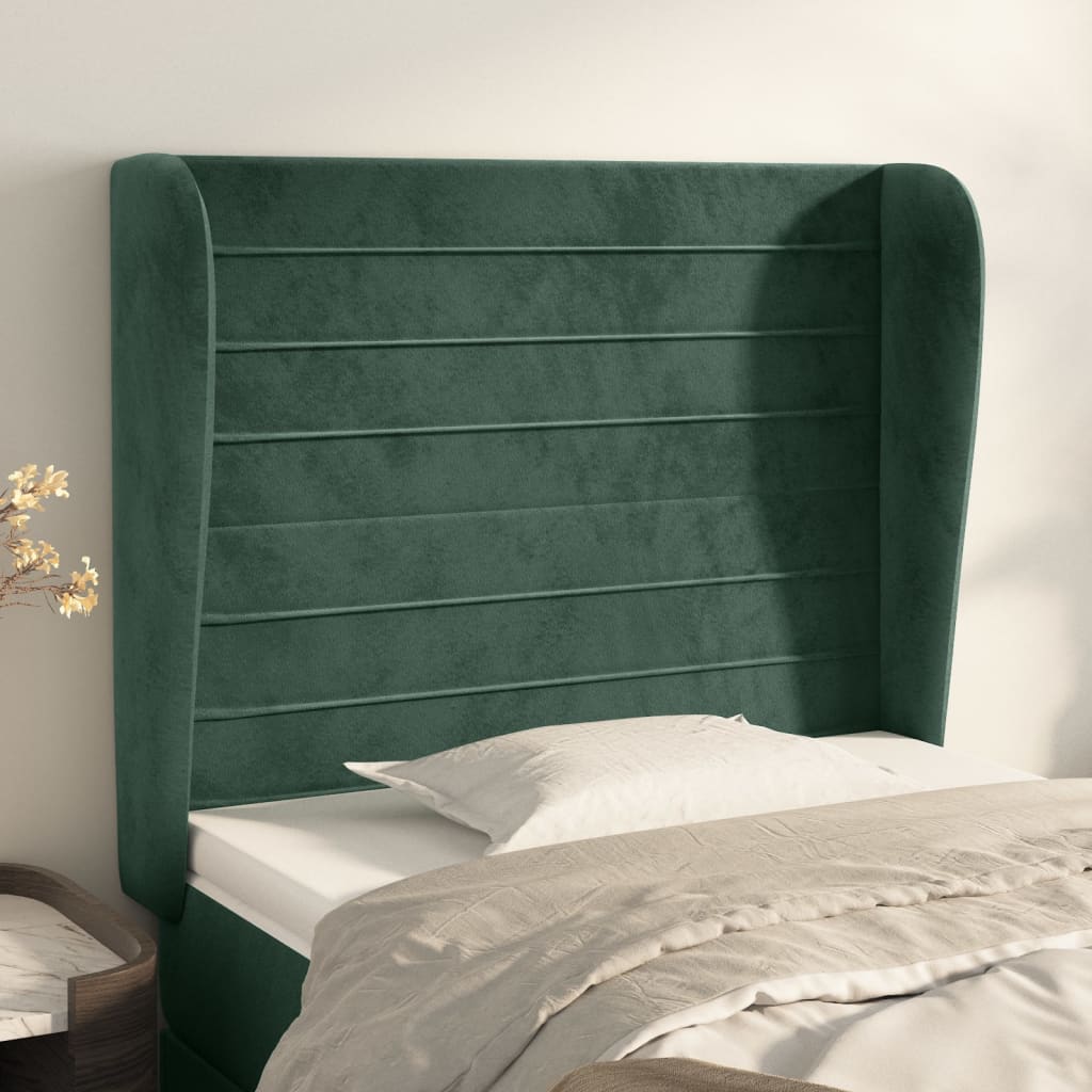 Tête de lit avec oreilles Vert foncé 103x23x118/128 cm Velours - XIOS