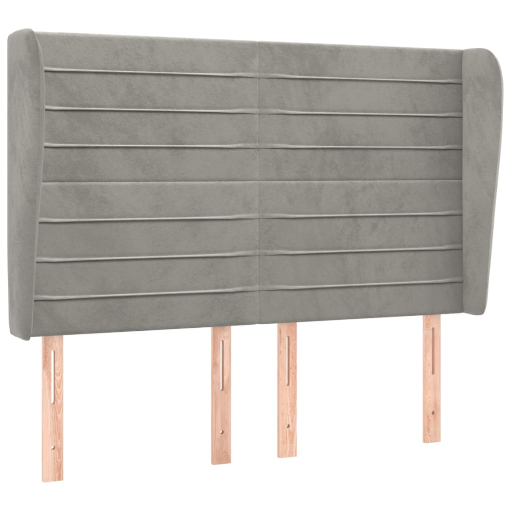 Tête de lit avec oreilles Gris clair 147x23x118/128 cm Velours - XIOS