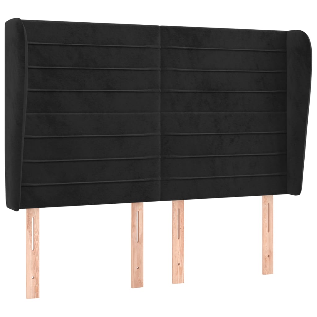 Tête de lit avec oreilles Noir 147x23x118/128 cm Velours - XIOS