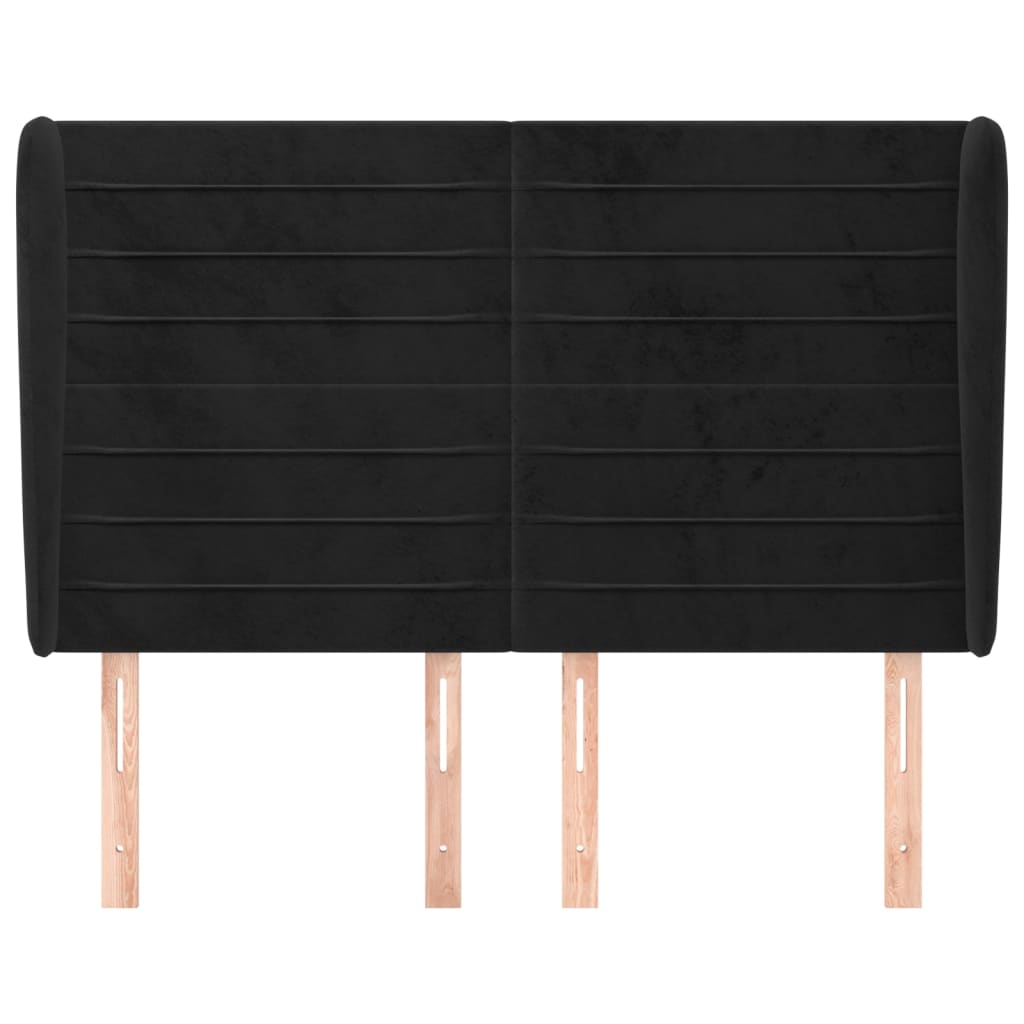 Tête de lit avec oreilles Noir 147x23x118/128 cm Velours - XIOS