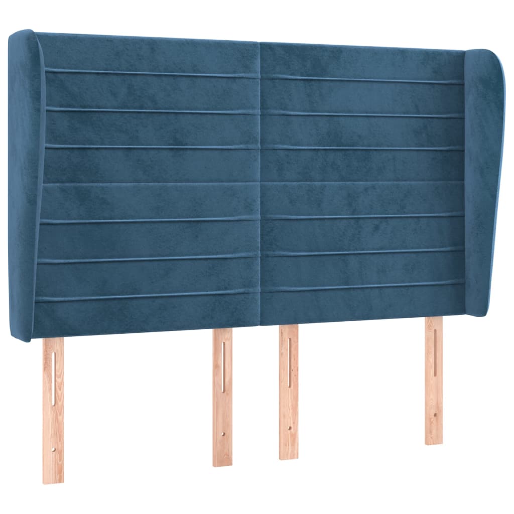 Tête de lit avec oreilles Bleu foncé 147x23x118/128 cm Velours - XIOS
