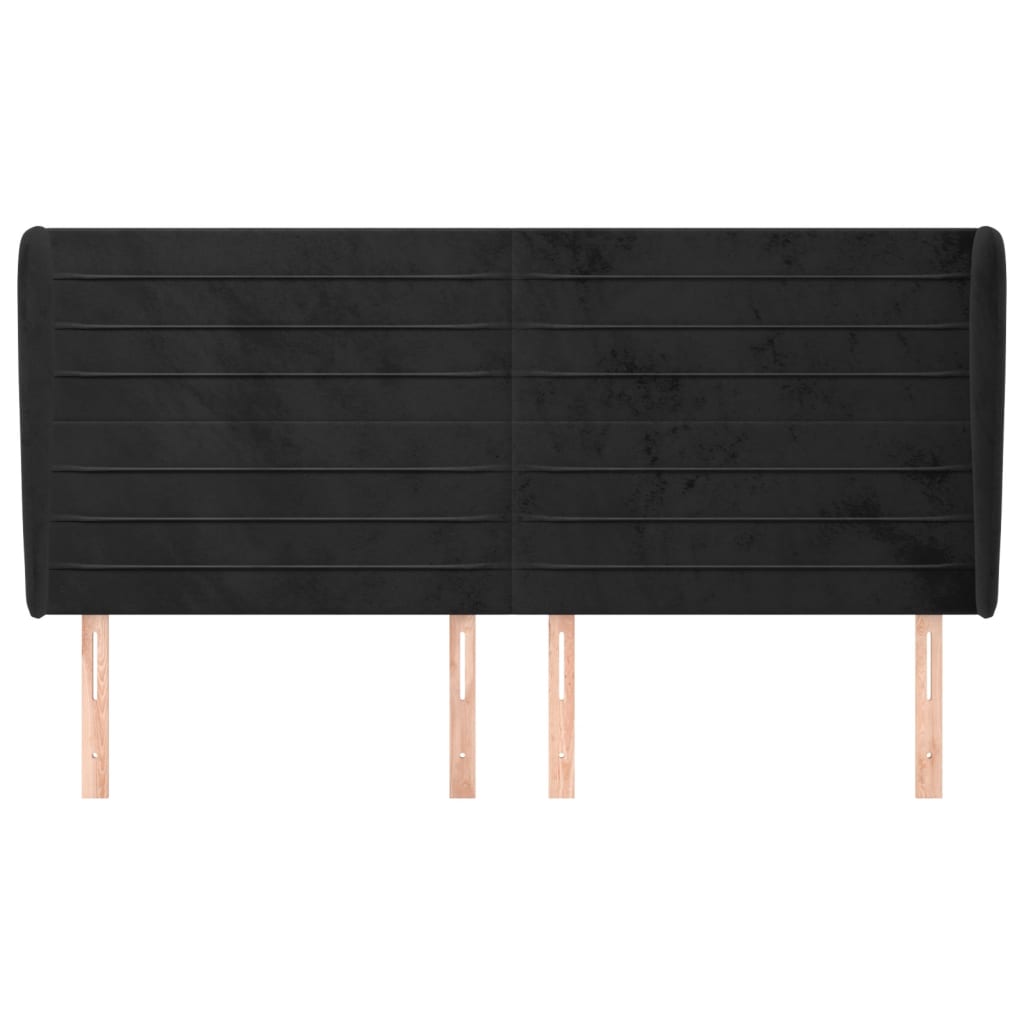 Tête de lit avec oreilles Noir 163x23x118/128 cm Velours - XIOS