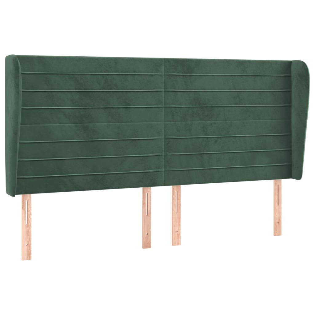 Tête de lit avec oreilles Vert foncé 163x23x118/128 cm Velours - XIOS
