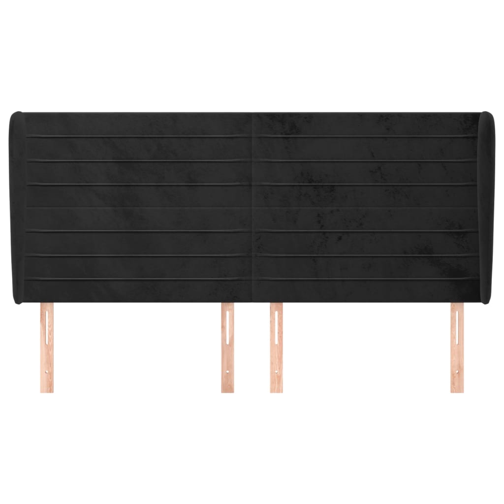 Tête de lit avec oreilles Noir 183x23x118/128 cm Velours - XIOS