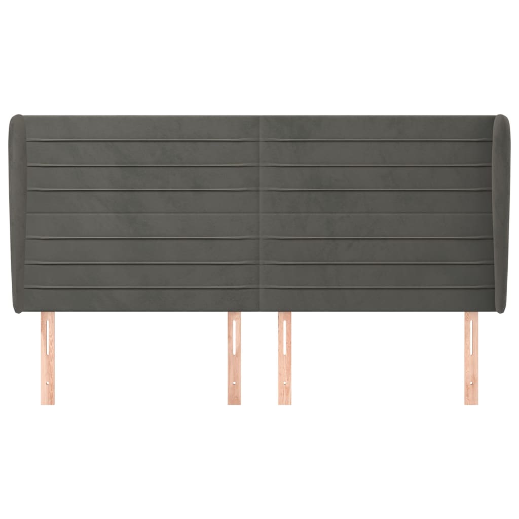 Tête de lit avec oreilles Gris foncé 203x23x118/128 cm Velours - XIOS