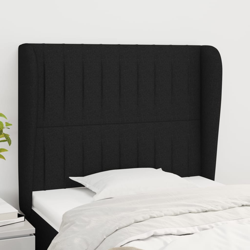 Tête de lit avec oreilles Noir 93x23x118/128 cm Tissu - XIOS