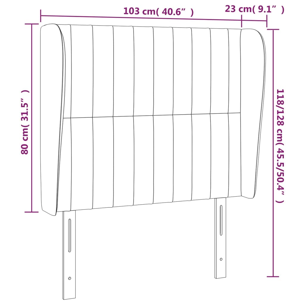 Tête de lit avec oreilles Crème 103x23x118/128 cm Tissu - XIOS