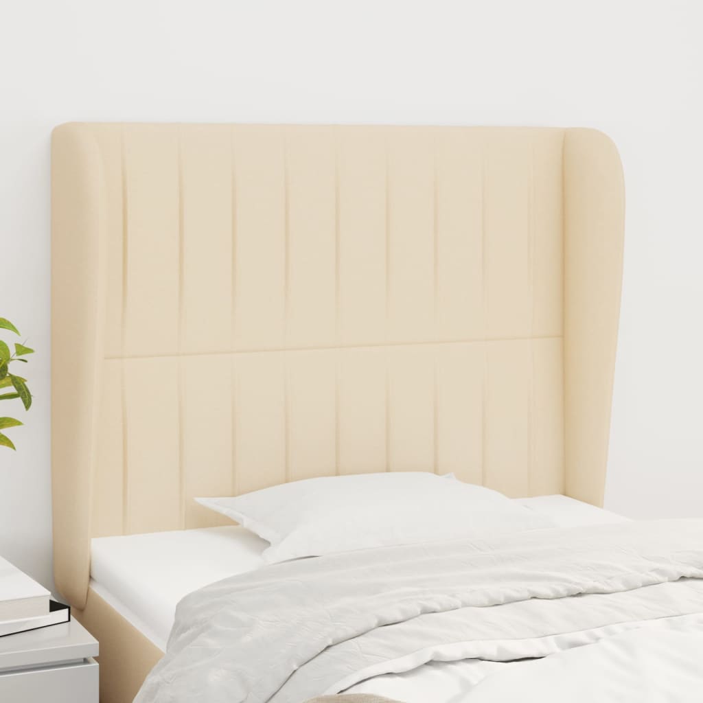 Tête de lit avec oreilles Crème 103x23x118/128 cm Tissu - XIOS