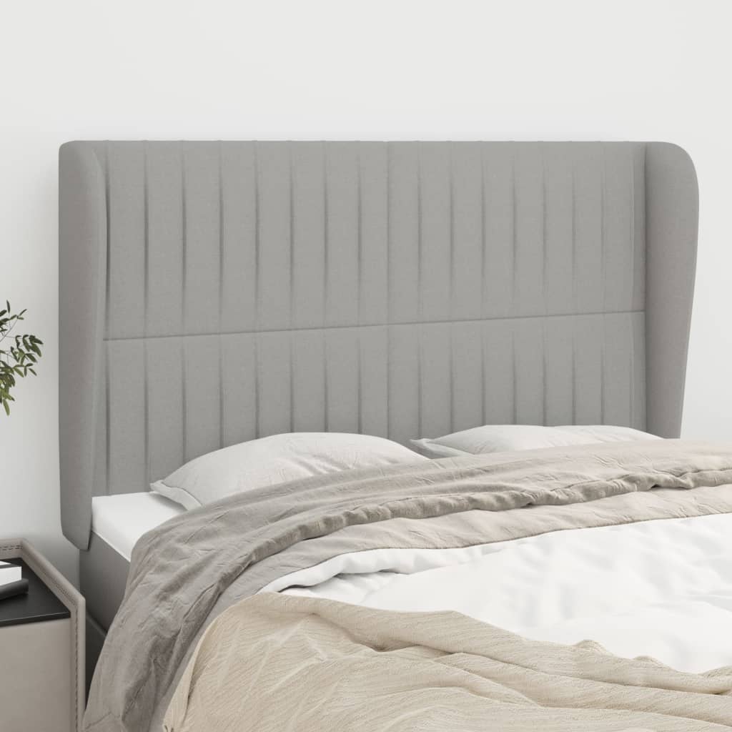 Tête de lit avec oreilles Gris clair 147x23x118/128 cm Tissu - XIOS