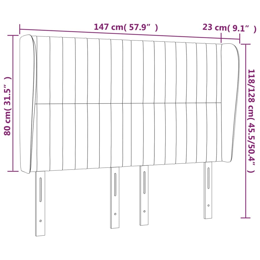 Tête de lit avec oreilles Gris foncé 147x23x118/128 cm Tissu - XIOS