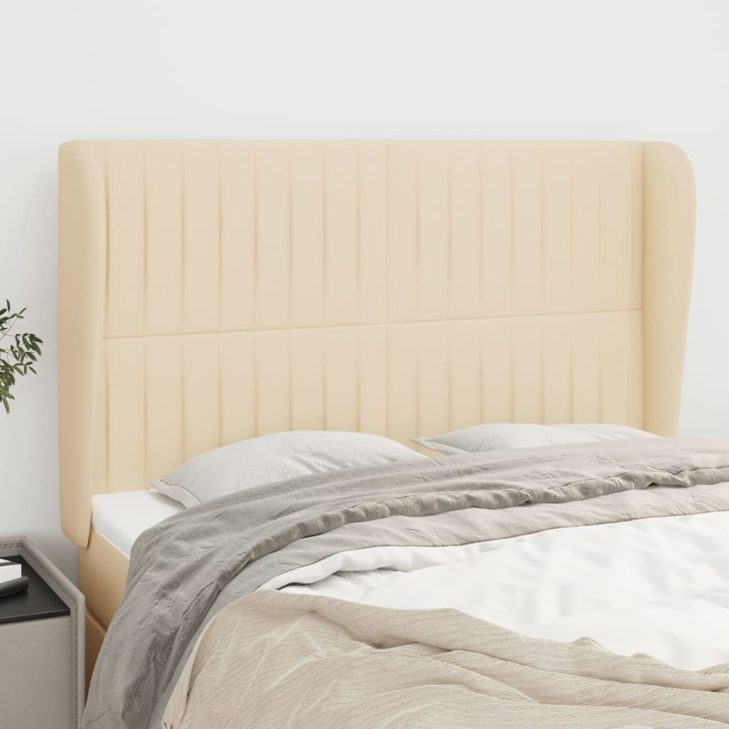 Tête de lit avec oreilles Crème 147x23x118/128 cm Tissu - XIOS