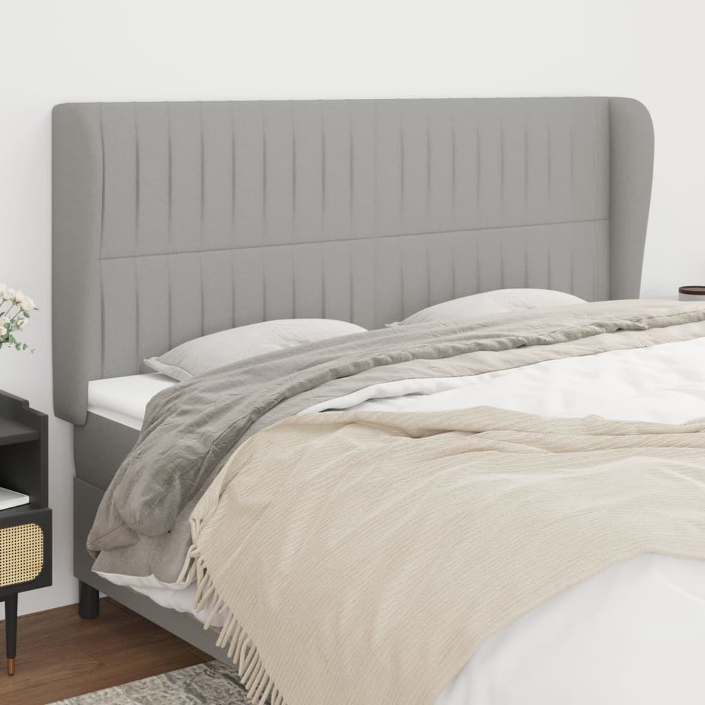 Tête de lit avec oreilles Gris clair 163x23x118/128 cm Tissu - XIOS