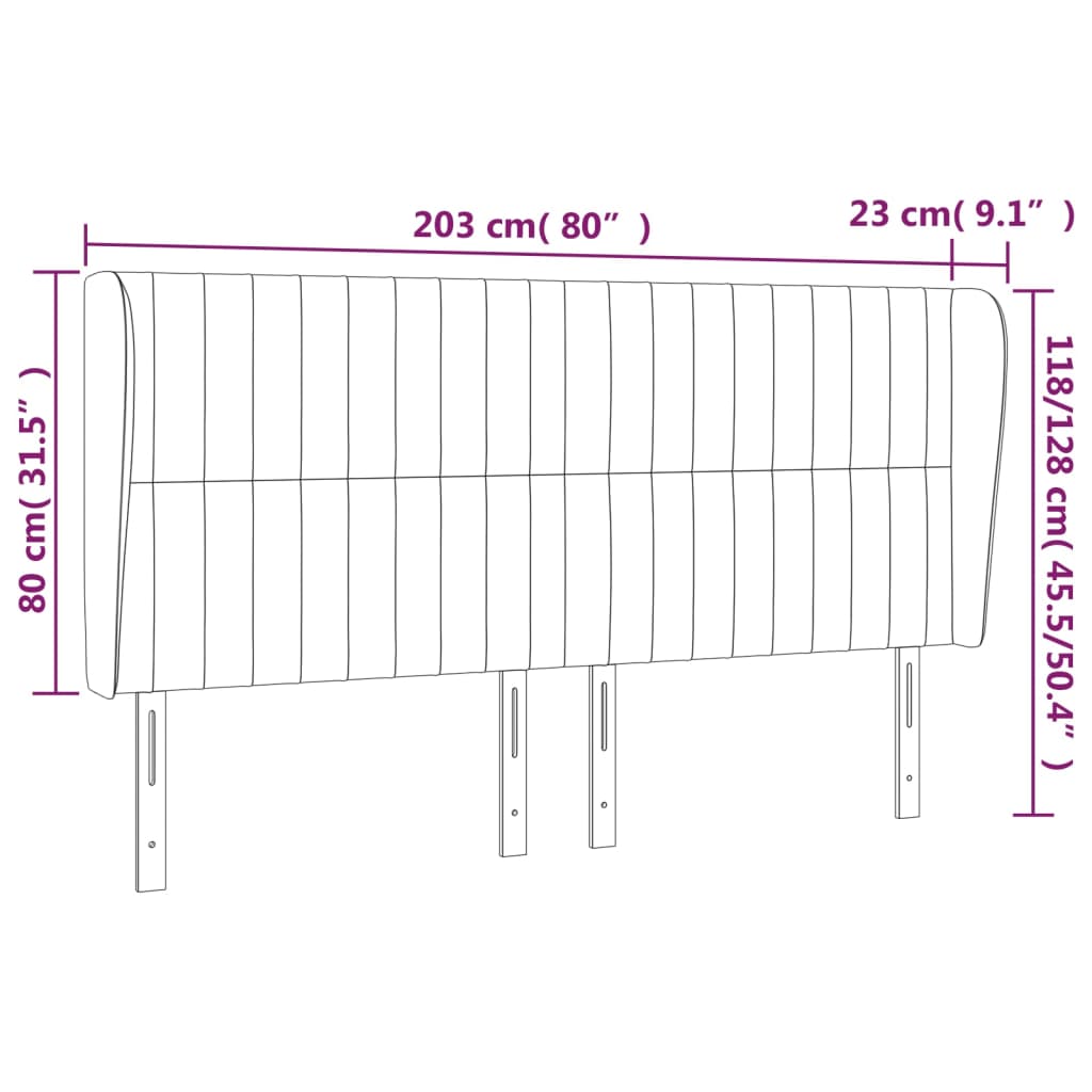 Tête de lit avec oreilles Taupe 203x23x118/128 cm Tissu - XIOS