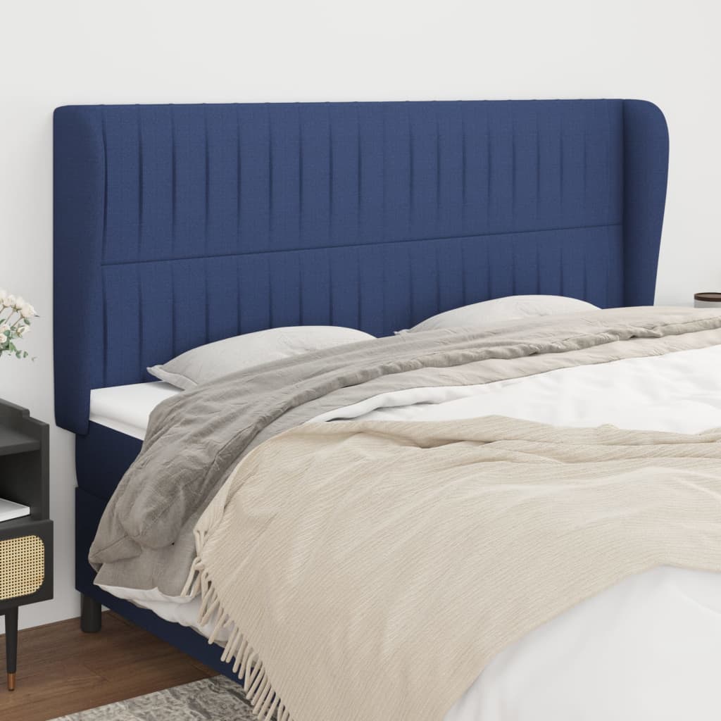 Tête de lit avec oreilles Bleu 203x23x118/128 cm Tissu - XIOS