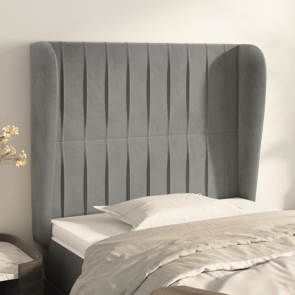 Tête de lit avec oreilles Gris clair 83x23x118/128 cm Velours - XIOS