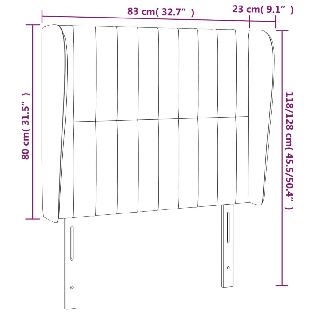 Tête de lit avec oreilles Gris foncé 83x23x118/128 cm Velours - XIOS