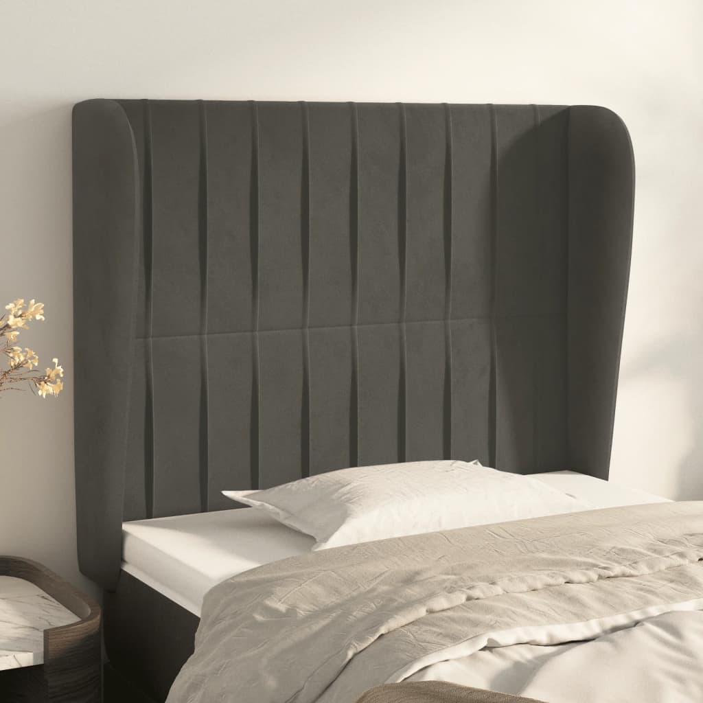 Tête de lit avec oreilles Gris foncé 83x23x118/128 cm Velours - XIOS