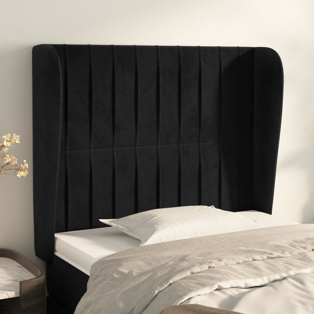 Tête de lit avec oreilles Noir 83x23x118/128 cm Velours - XIOS
