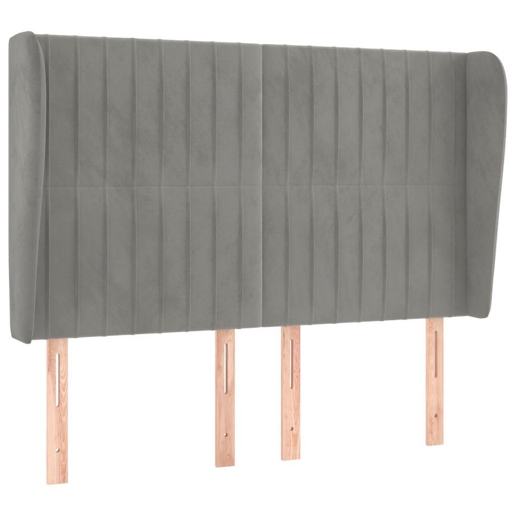 Tête de lit avec oreilles Gris clair 147x23x118/128 cm Velours - XIOS