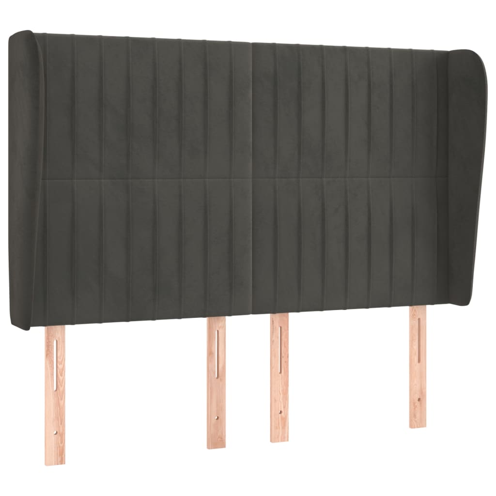 Tête de lit avec oreilles Gris foncé 147x23x118/128 cm Velours - XIOS