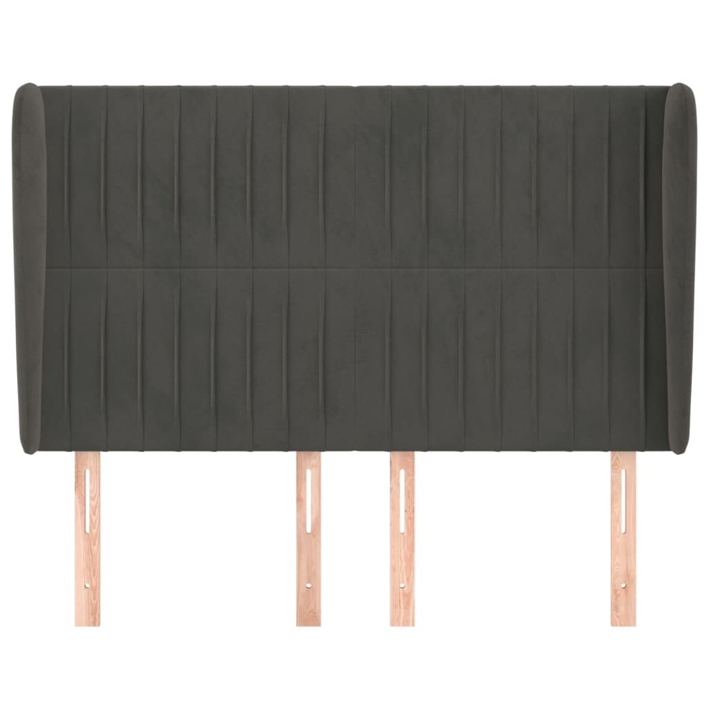 Tête de lit avec oreilles Gris foncé 147x23x118/128 cm Velours - XIOS