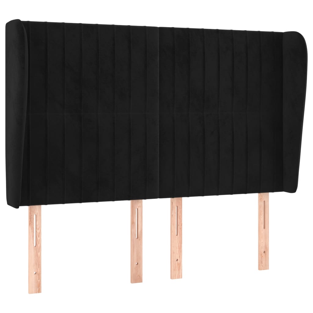 Tête de lit avec oreilles Noir 147x23x118/128 cm Velours - XIOS