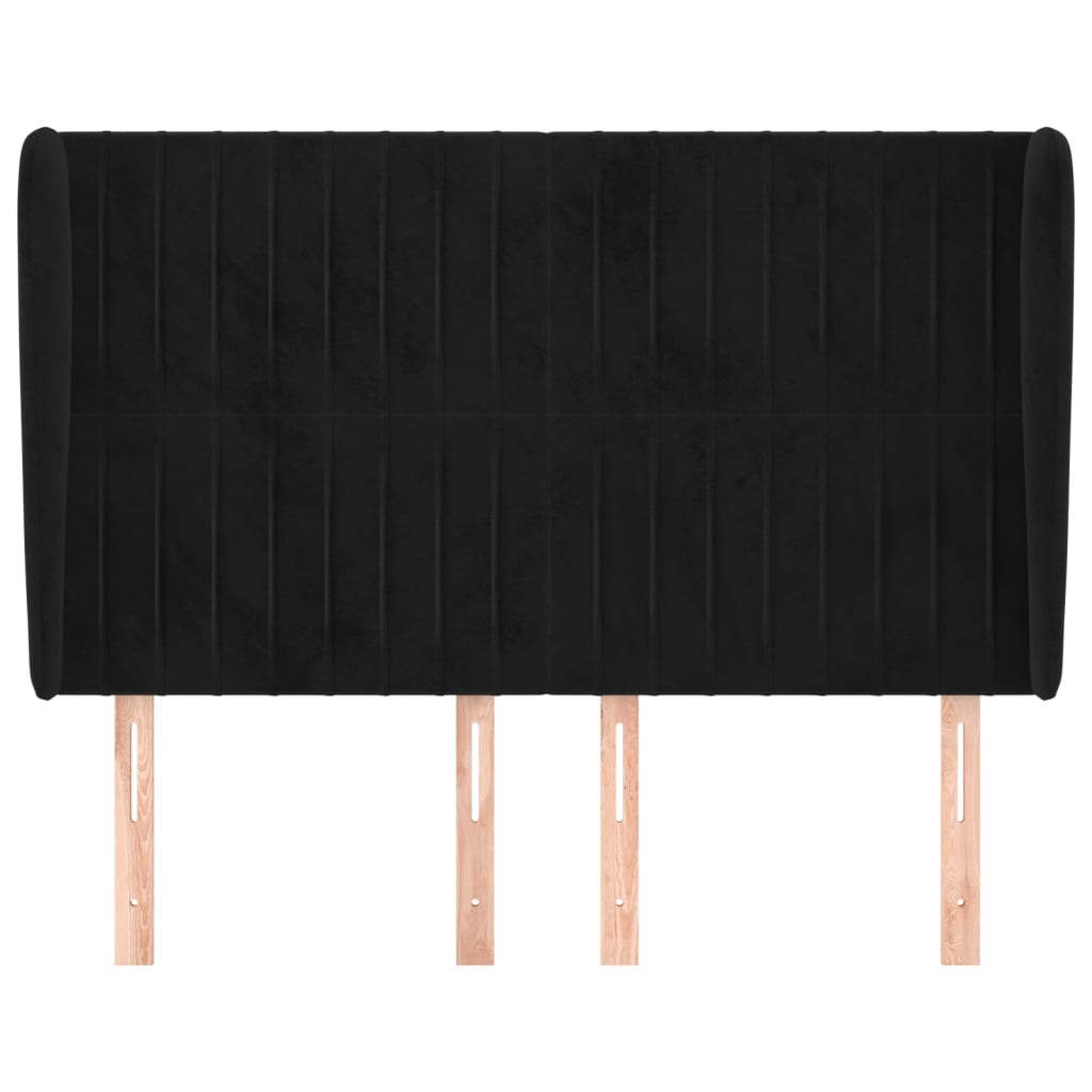 Tête de lit avec oreilles Noir 147x23x118/128 cm Velours - XIOS