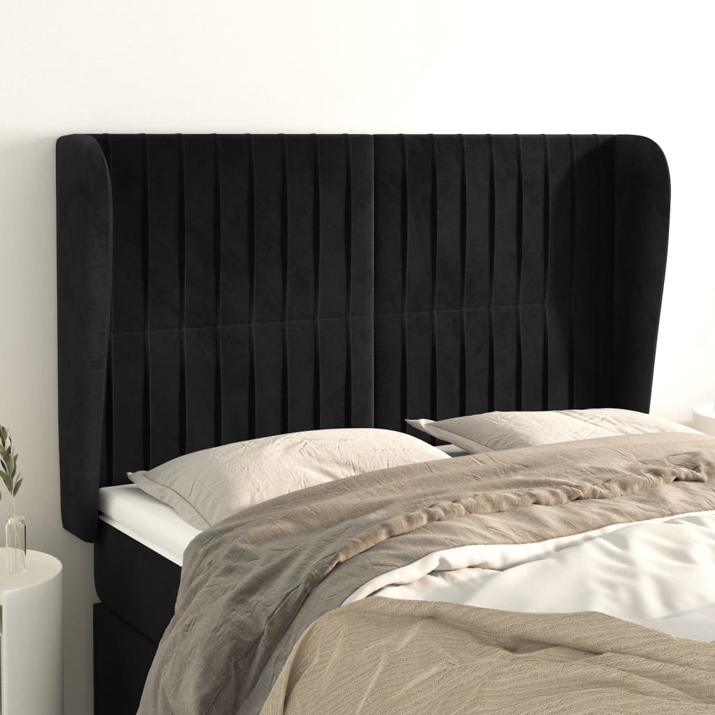 Tête de lit avec oreilles Noir 147x23x118/128 cm Velours - XIOS