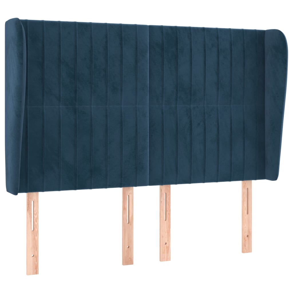 Tête de lit avec oreilles Bleu foncé 147x23x118/128 cm Velours - XIOS