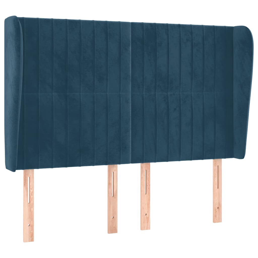 Tête de lit avec oreilles Bleu foncé 147x23x118/128 cm Velours - XIOS