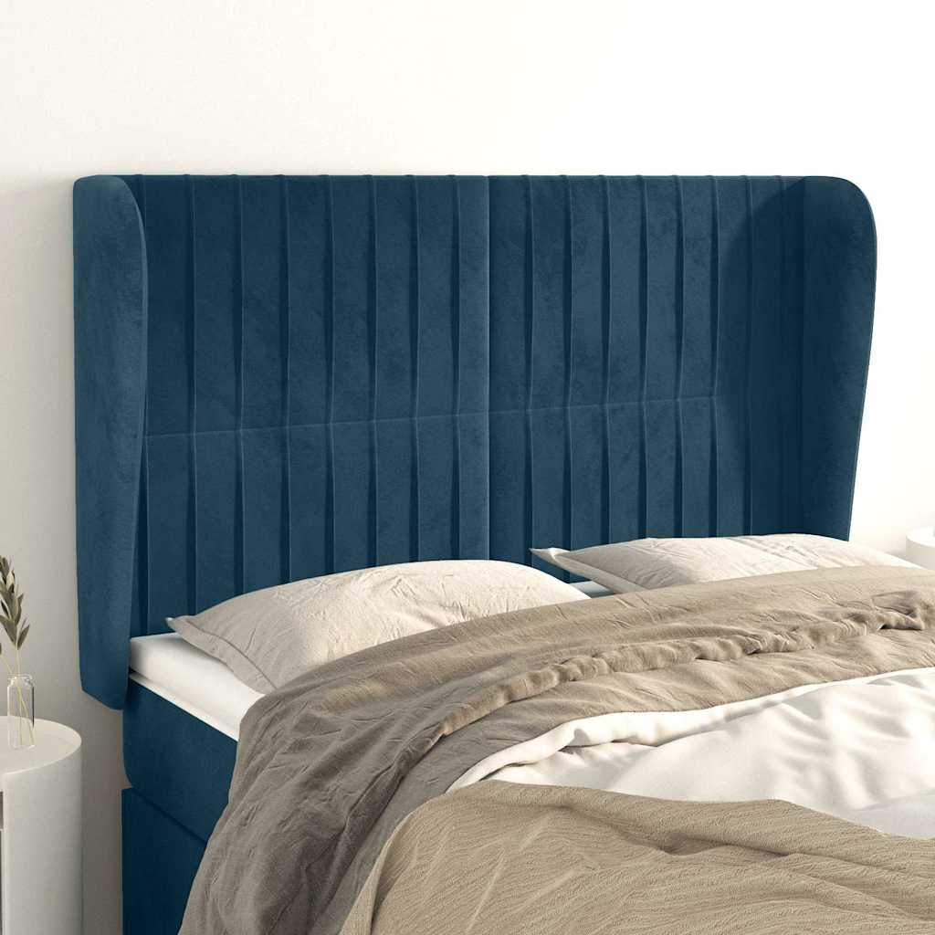 Tête de lit avec oreilles Bleu foncé 147x23x118/128 cm Velours - XIOS