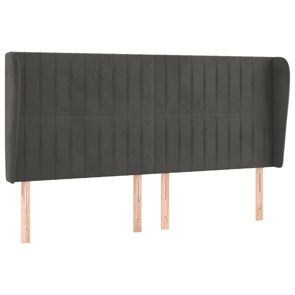 Tête de lit avec oreilles Gris foncé 163x23x118/128 cm Velours - XIOS