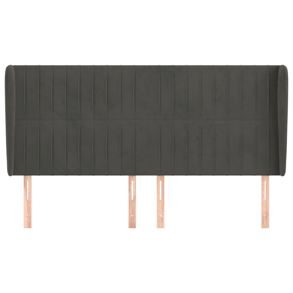 Tête de lit avec oreilles Gris foncé 163x23x118/128 cm Velours - XIOS