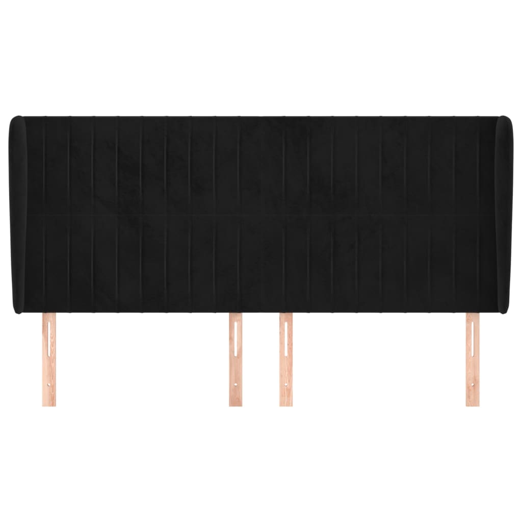 Tête de lit avec oreilles Noir 163x23x118/128 cm Velours - XIOS