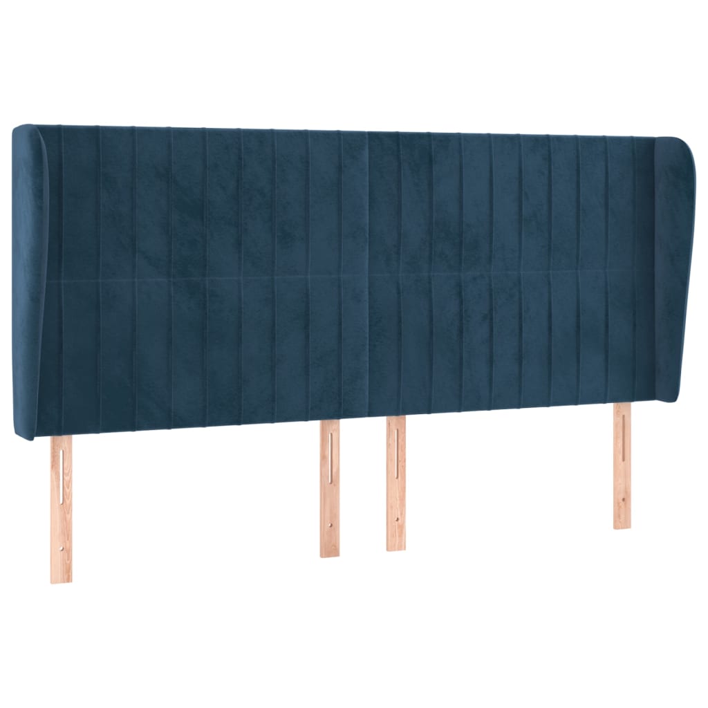 Tête de lit avec oreilles Bleu foncé 163x23x118/128 cm Velours - XIOS