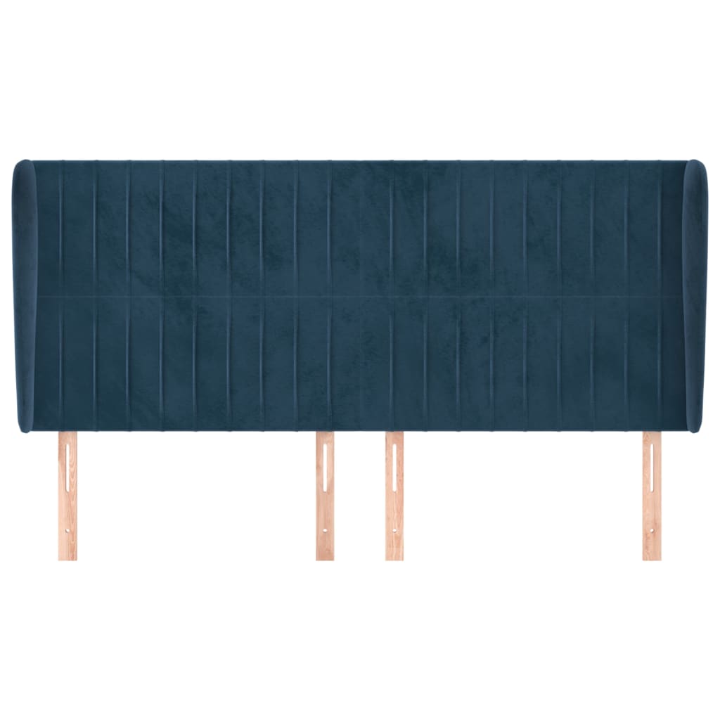 Tête de lit avec oreilles Bleu foncé 163x23x118/128 cm Velours - XIOS
